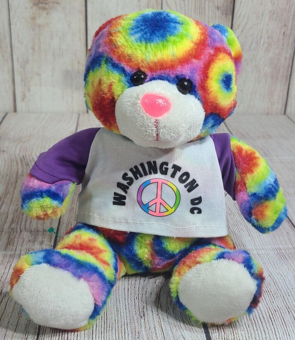 Peace Pals Plush Washington DC Tie Dye Bear Stuffed Animal Toy 8" 2014 Souvenir